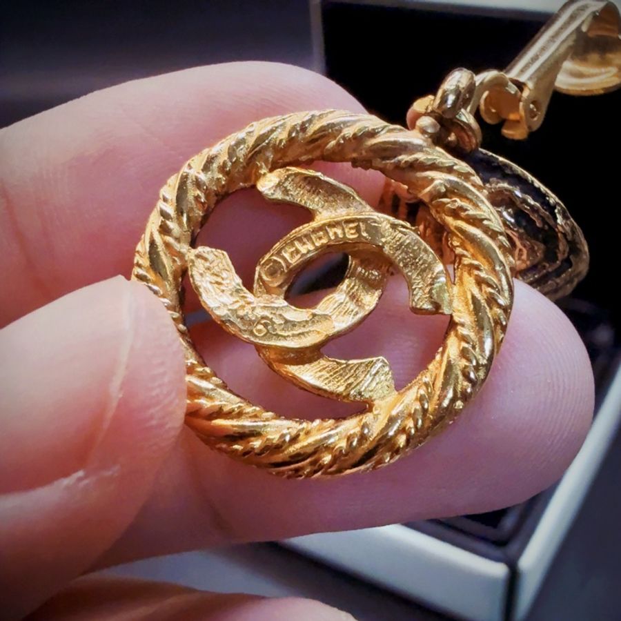【現貨】Chanel 香奈兒 80年代Vintage✨凱爾特風麻花扭紋復古金✨吊墜耳夾夾式耳環 (附盒)-15