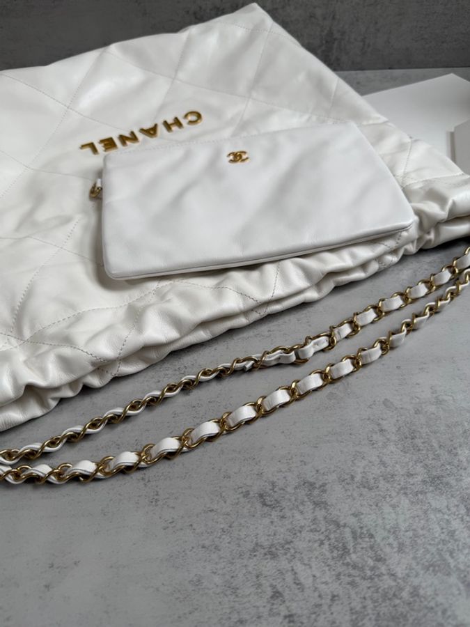 CHANEL 22bag 中號白金 垃圾袋 晶片款 全配購證-31