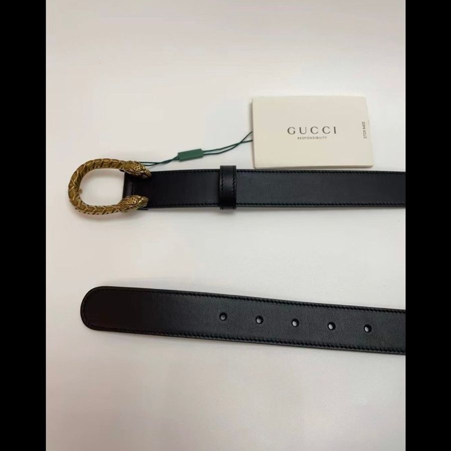 Gucci Dionysus 金扣黑色皮革腰帶 皮帶 100cm-3