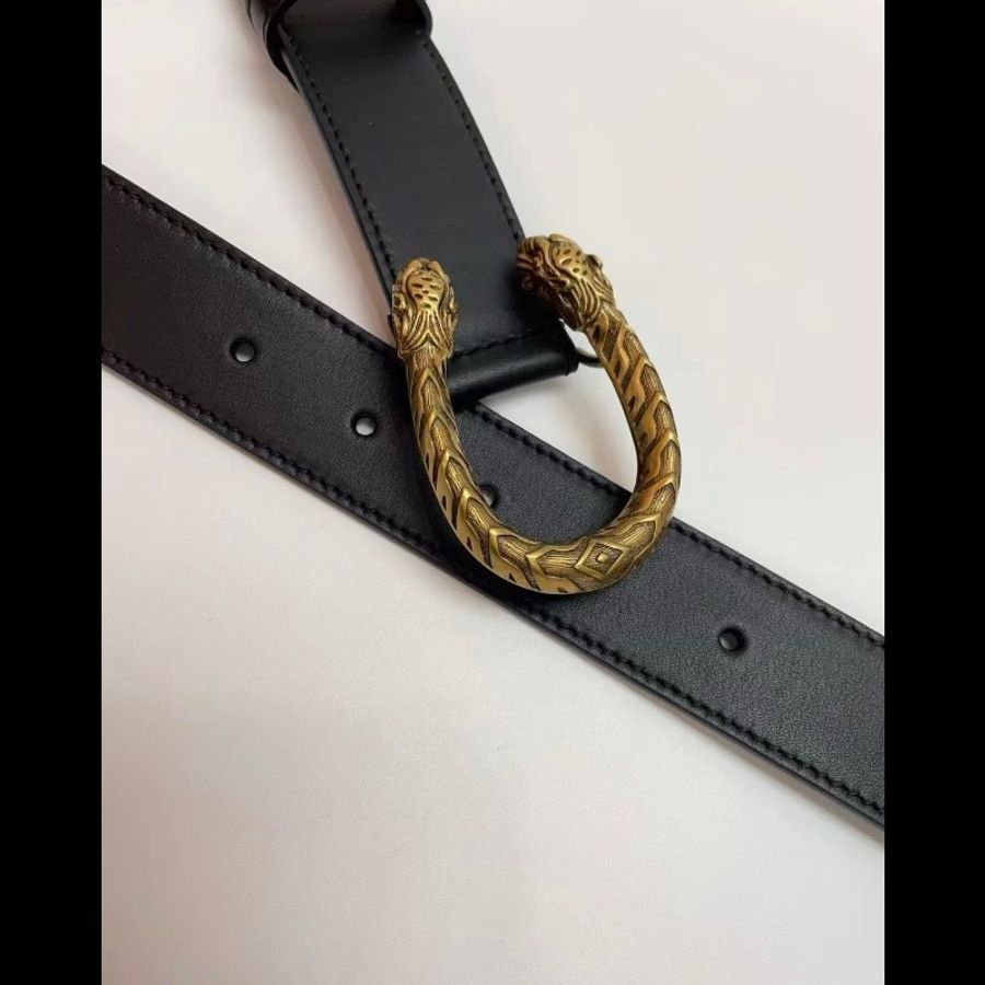 Gucci Dionysus 金扣黑色皮革腰帶 皮帶 100cm-4