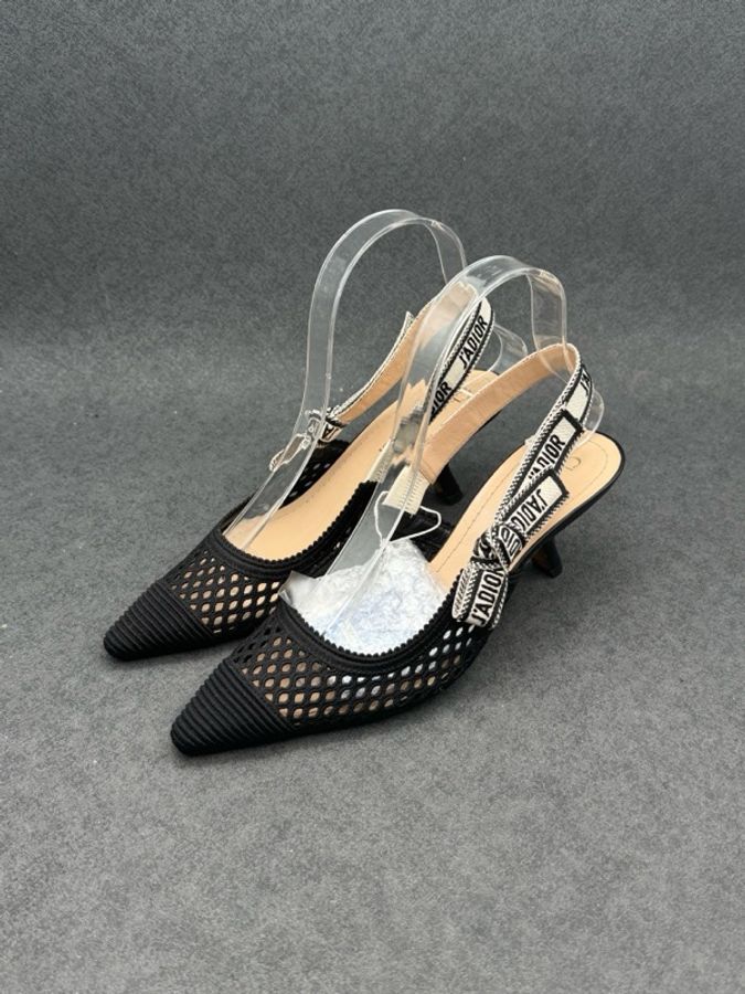 Dior 迪奧 黑色 鏤空 字母 貓跟鞋 高跟鞋 36.5碼-1