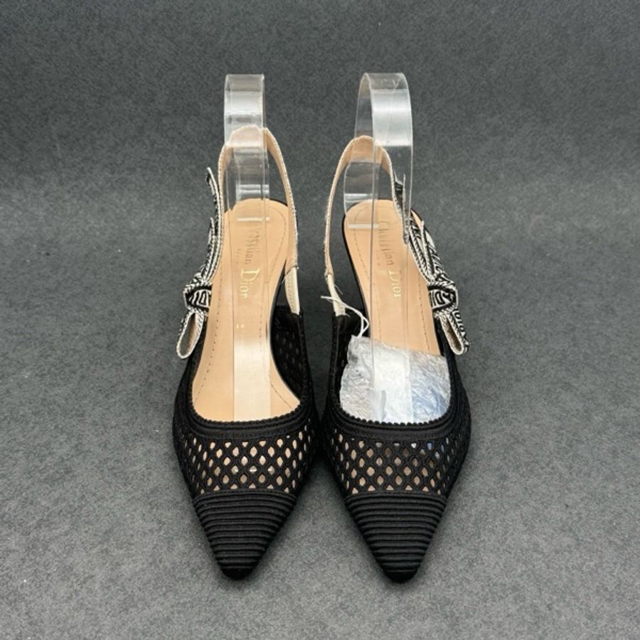 Dior 迪奧 黑色 鏤空 字母 貓跟鞋 高跟鞋 36.5碼-8