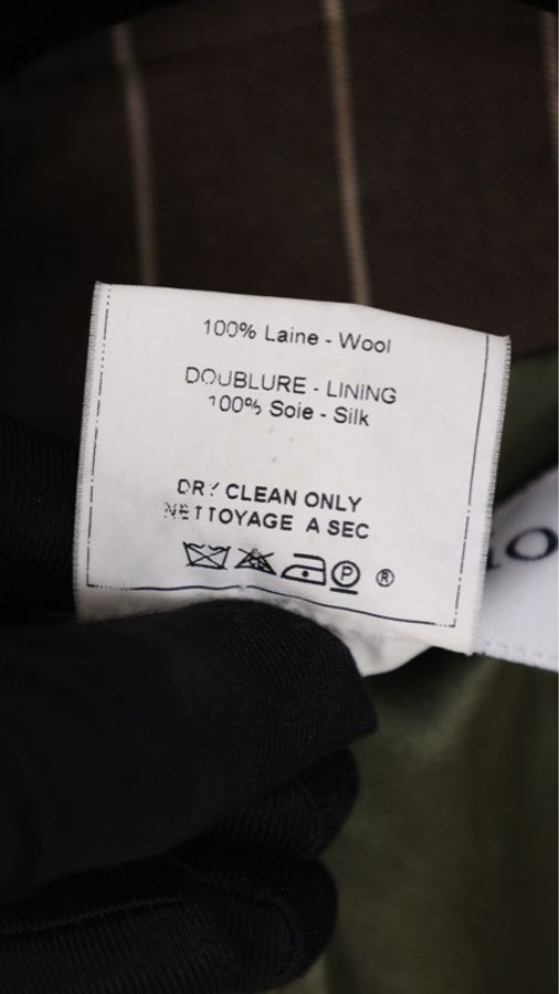 Dior 01年秀款棕色竖条纹黄色花卉缎面滚边两口袋短西装外套长裤套装-33