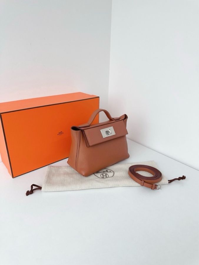 🐎Hermes愛馬仕|2424 mini 金棕銀扣|98新以上膜還在|Z刻-3