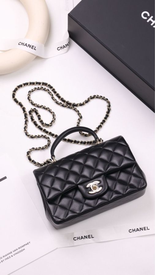 Chanel 24P黑金cf mini handle单肩包-0
