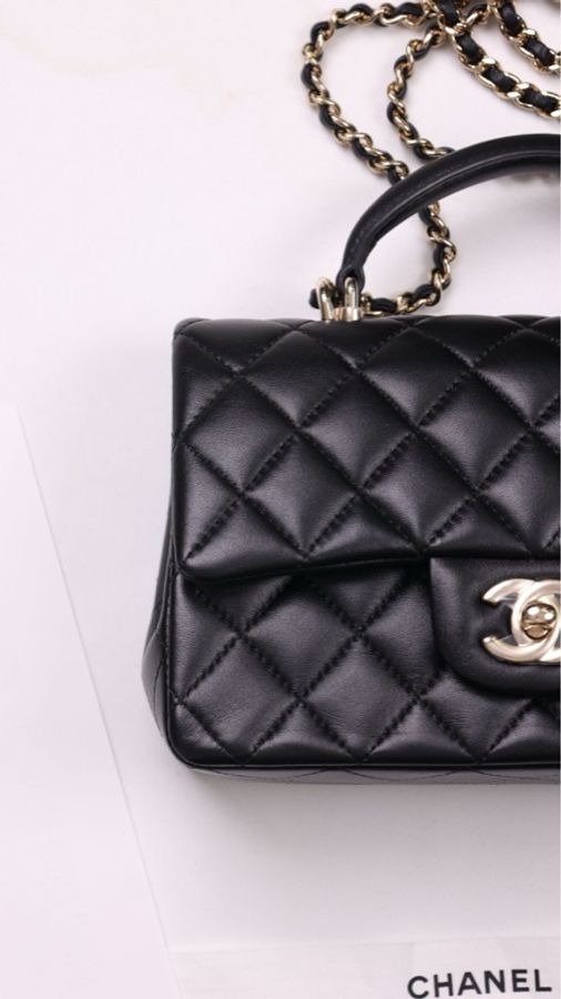 Chanel 24P黑金cf mini handle单肩包-7