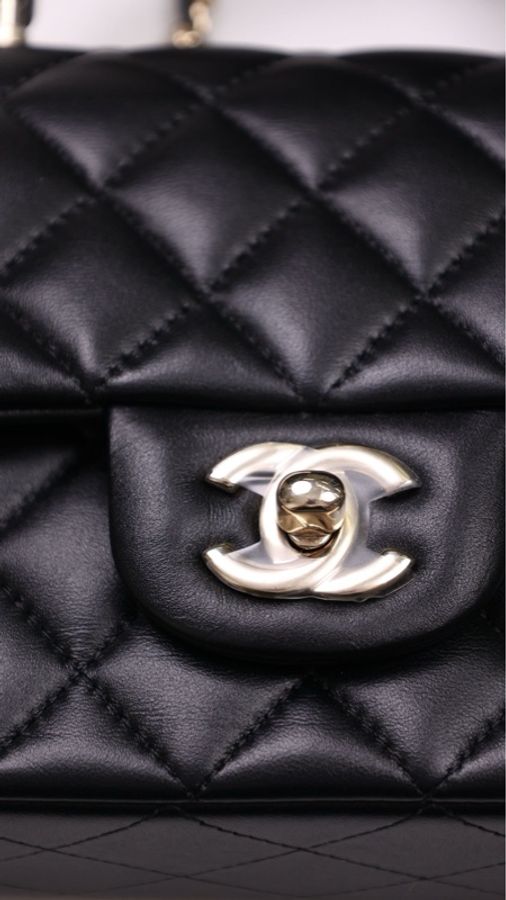 Chanel 24P黑金cf mini handle单肩包-9