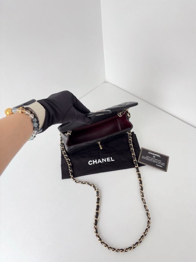 💎Chanel香奈兒|黑金Classic CF大mini鏈條包|98新24開 保卡✅-9