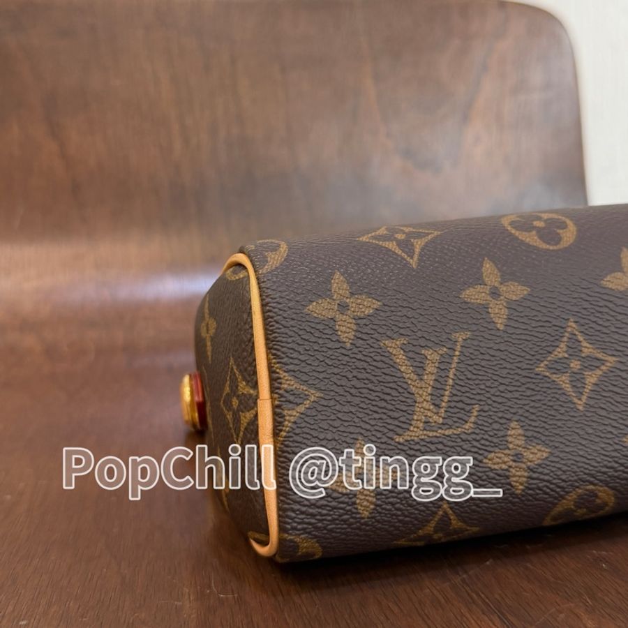 LV 原花 Nano speedy金釦手提肩斜背波士頓包M81085-3