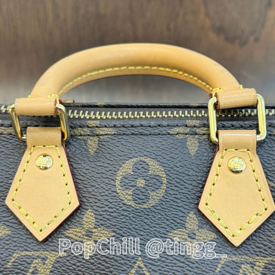 LV 原花 Nano speedy金釦手提肩斜背波士頓包M81085-7