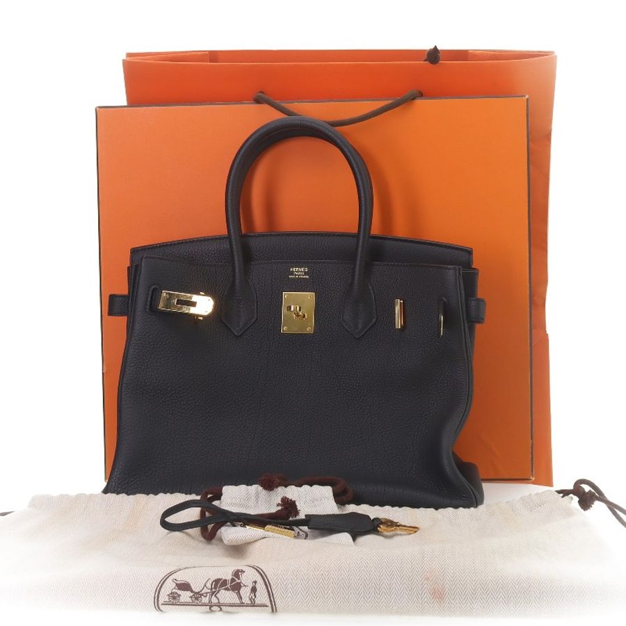 HERMES愛馬仕 Birkin 30 金扣 Togo牛皮 鉑金包手提包 30 女款 89 Noir 黑色-4