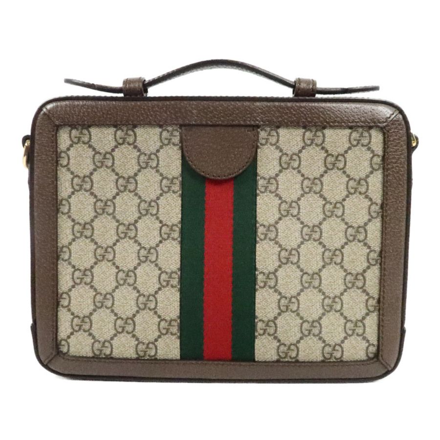 GUCCI 牛皮皮革/塗層帆布Ophidia GG手挽肩背兩用袋-1