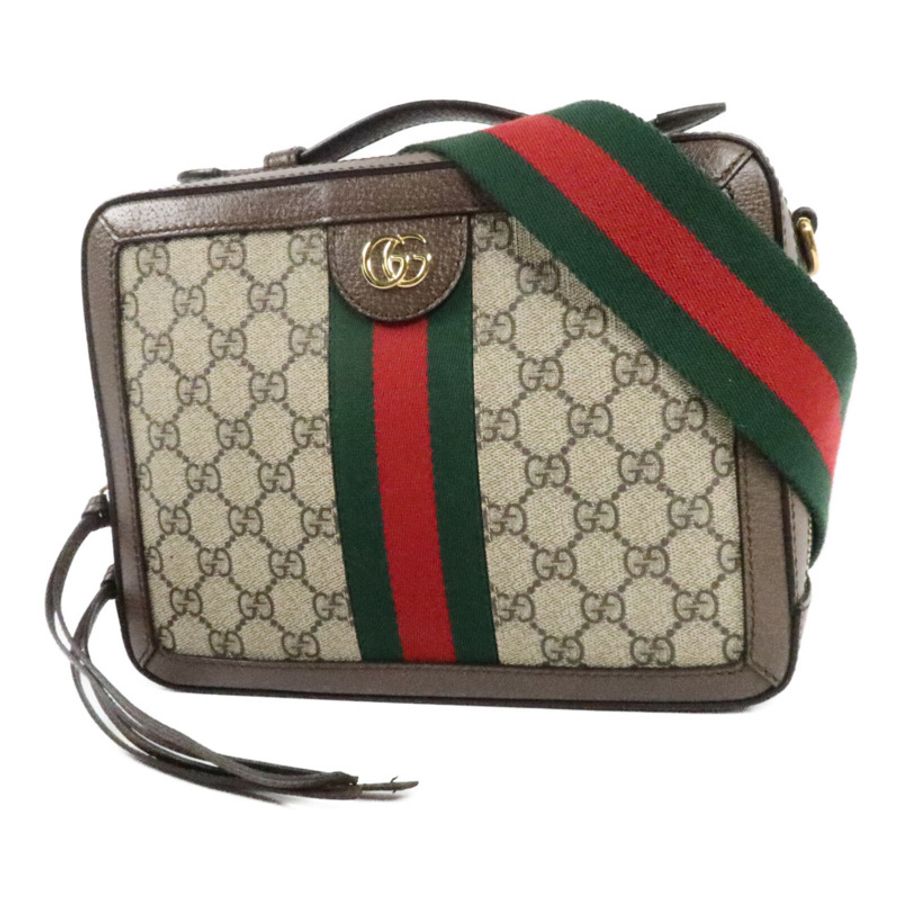 GUCCI 牛皮皮革/塗層帆布Ophidia GG手挽肩背兩用袋-2
