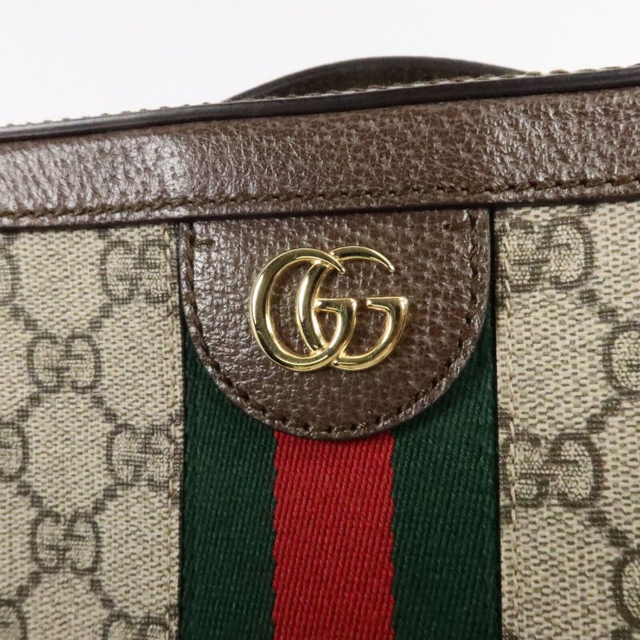 GUCCI 牛皮皮革/塗層帆布Ophidia GG手挽肩背兩用袋-6