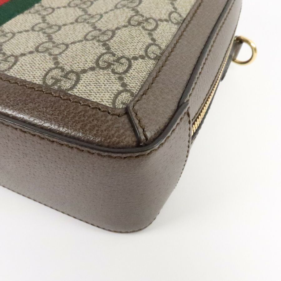 GUCCI 牛皮皮革/塗層帆布Ophidia GG手挽肩背兩用袋-9