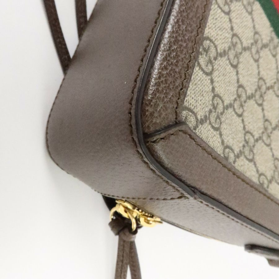 GUCCI 牛皮皮革/塗層帆布Ophidia GG手挽肩背兩用袋-11