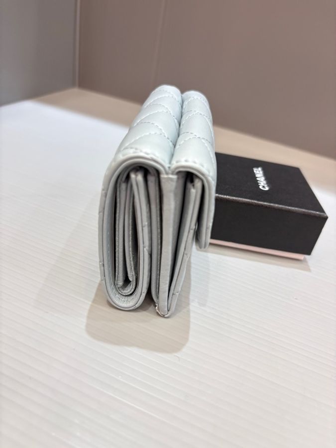 近新 Chanel 新款 藍灰色 三折式短夾(晶片款)-9