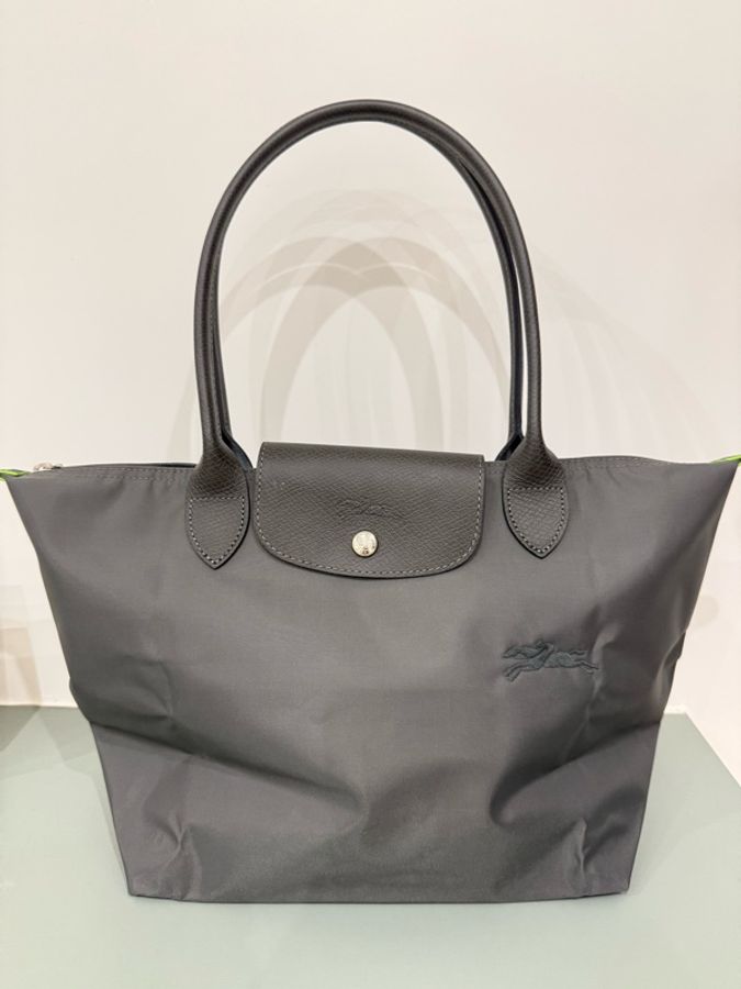 Longchamp Le Pliage Green 系列 長柄M號 石墨灰-0