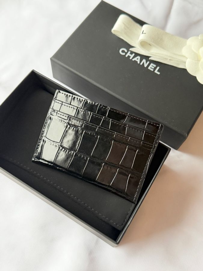 Chanel 新款 熱門爆款 黑色鱷魚壓紋 卡夾-4