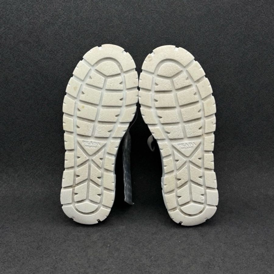 PRADA普拉達 Re-Nylon Double Wheel 華達呢 輕便圓頭 低幫 時尚板鞋 女款 黑色 35碼-8