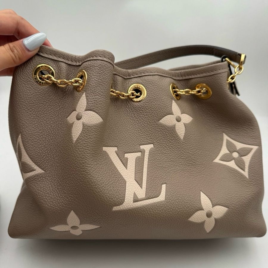路易威登/Louis Vuitton Bundle 大象灰壓紋軟牛皮革 手提包單肩包斜挎包 金扣-4