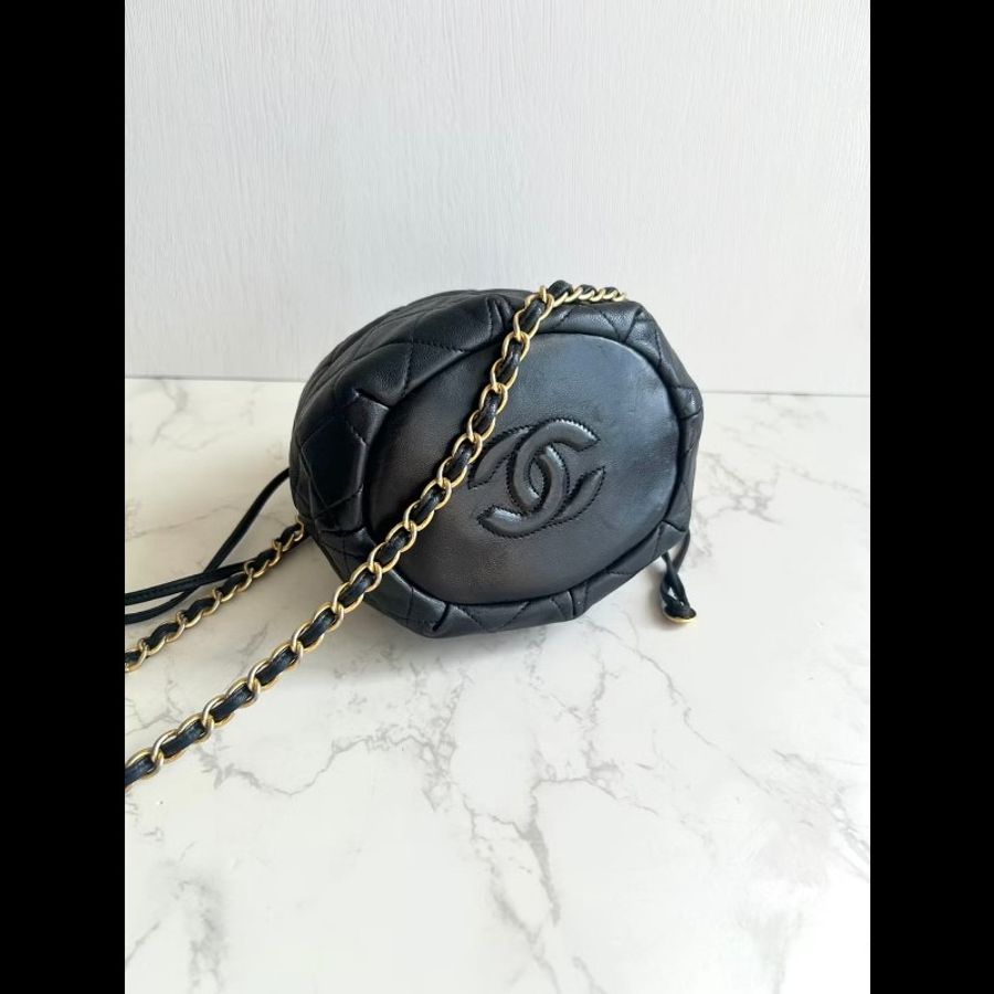 【LA LUNE】絕版中古包 Chanel黑金色鏈子水桶包 側背包 單肩包 斜背包 二手包-4