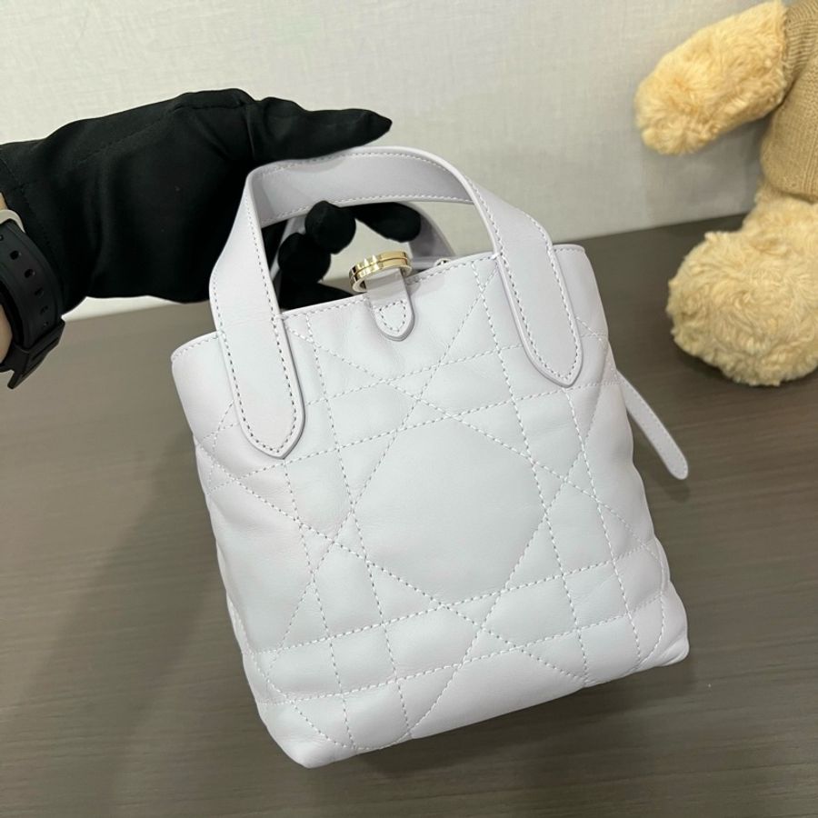 迪奧/Dior 微型 Dior Toujours 竪版手袋 淡紫色藤格紋 手提包斜挎包 金扣-1