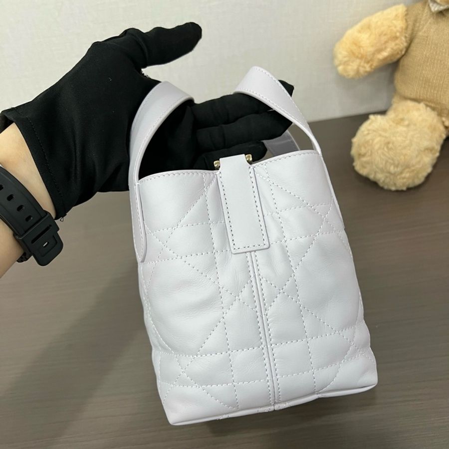 迪奧/Dior 微型 Dior Toujours 竪版手袋 淡紫色藤格紋 手提包斜挎包 金扣-2