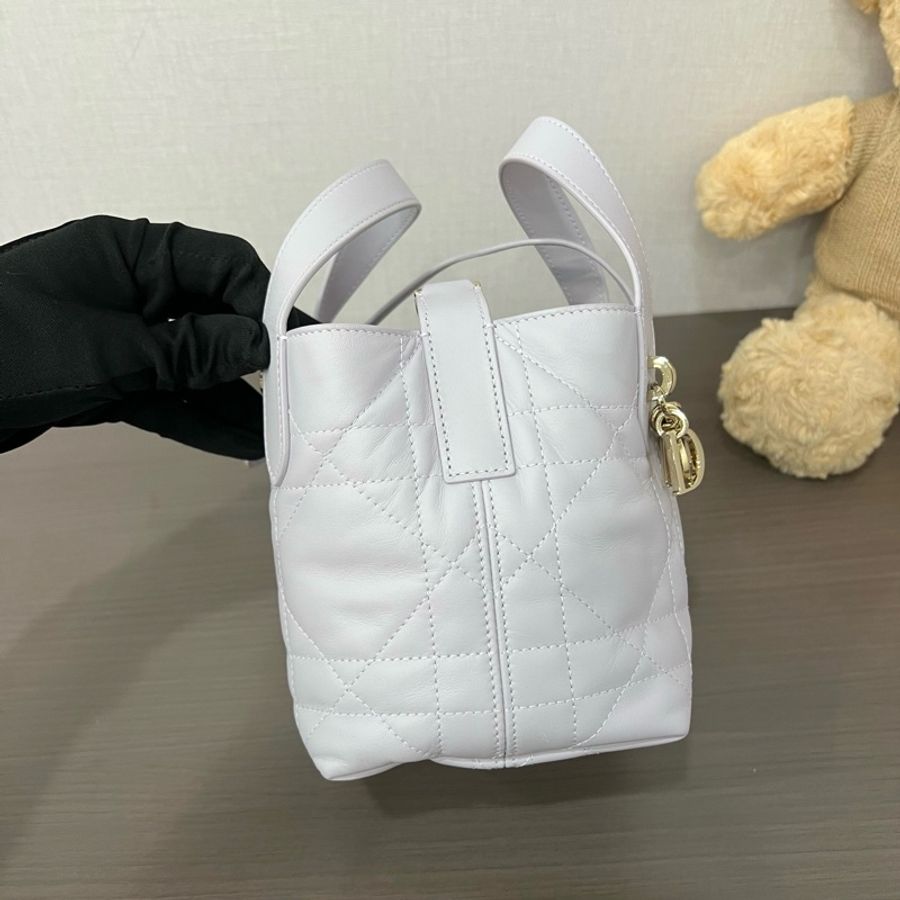 迪奧/Dior 微型 Dior Toujours 竪版手袋 淡紫色藤格紋 手提包斜挎包 金扣-3