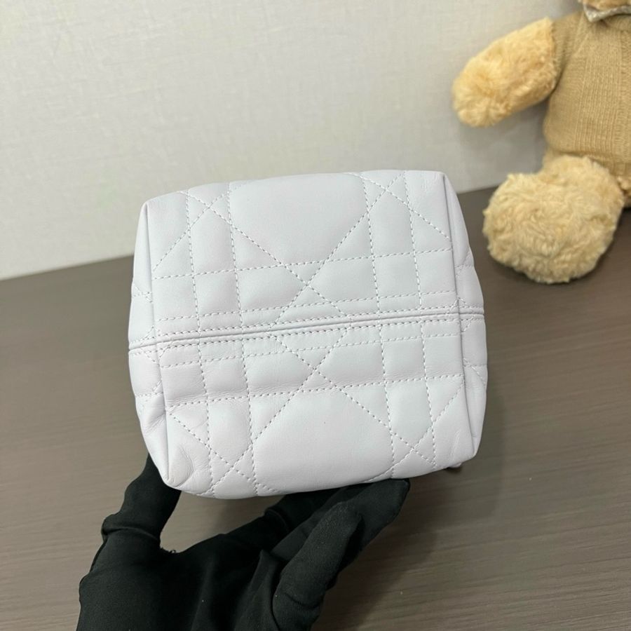 迪奧/Dior 微型 Dior Toujours 竪版手袋 淡紫色藤格紋 手提包斜挎包 金扣-4