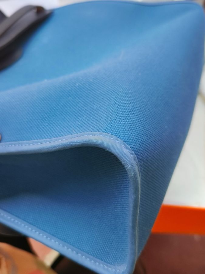 愛馬仕/Hermes 藍色herbag 31 帆布-4
