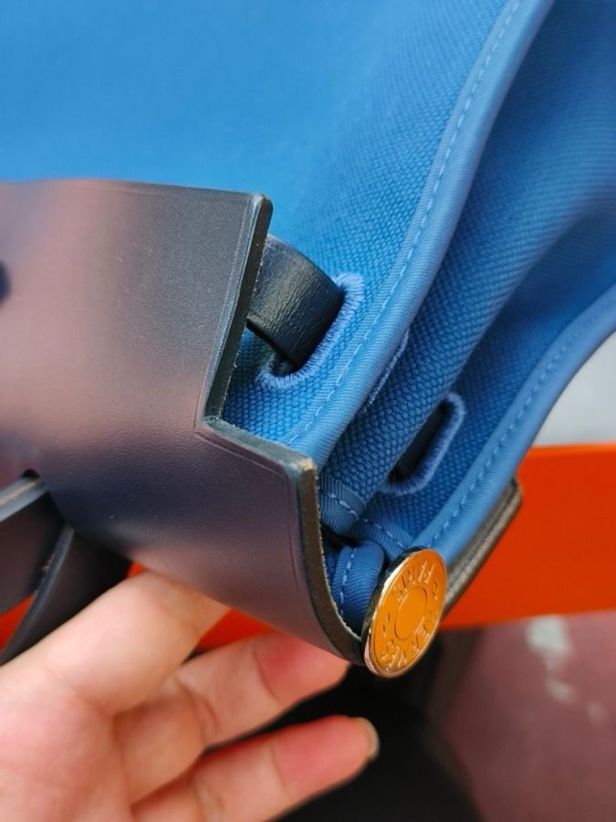 愛馬仕/Hermes 藍色herbag 31 帆布-6