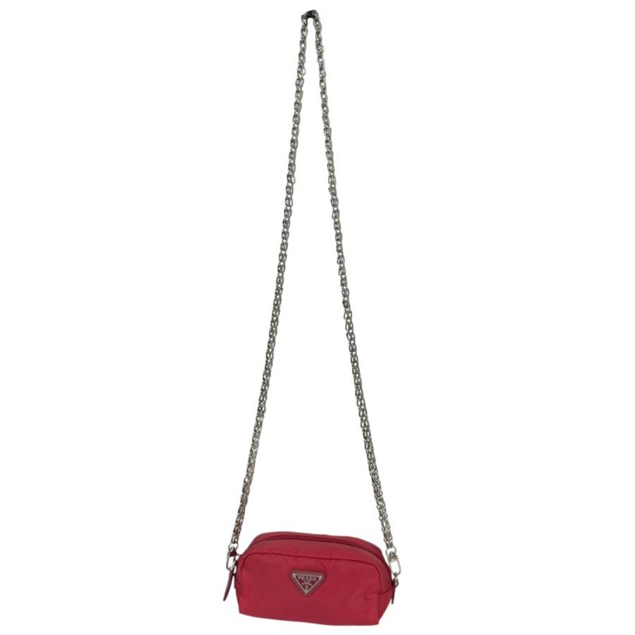 PRADA *自加鏈>送無品牌扣+無品牌鏈帶* 三角標 斜揹小袋-1