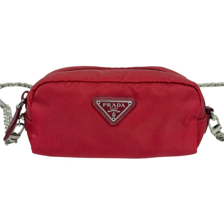 PRADA *自加鏈>送無品牌扣+無品牌鏈帶* 三角標 斜揹小袋-3