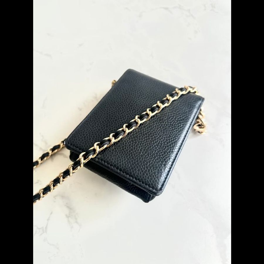 Chanel黑色魚子醬斜背包 側背包 單肩包 中古包 古董包 二手包-2
