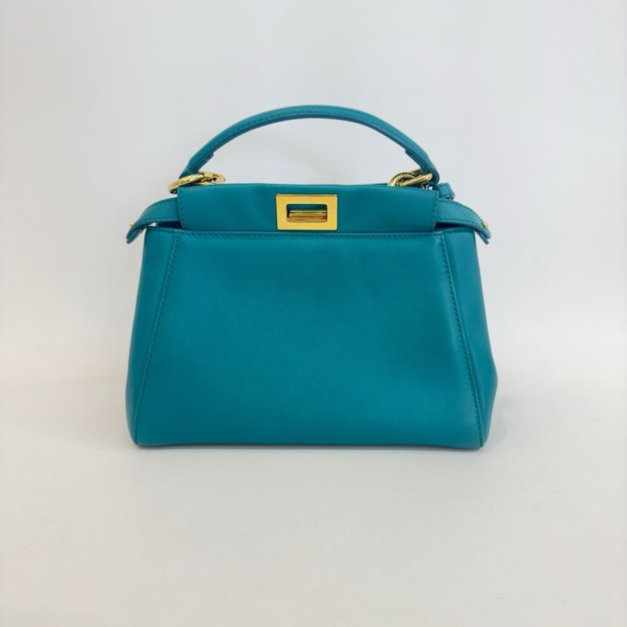 98新❤️Fendi/芬迪湖藍色尼龍小號Peekaboo子母托特單肩斜挎包-1