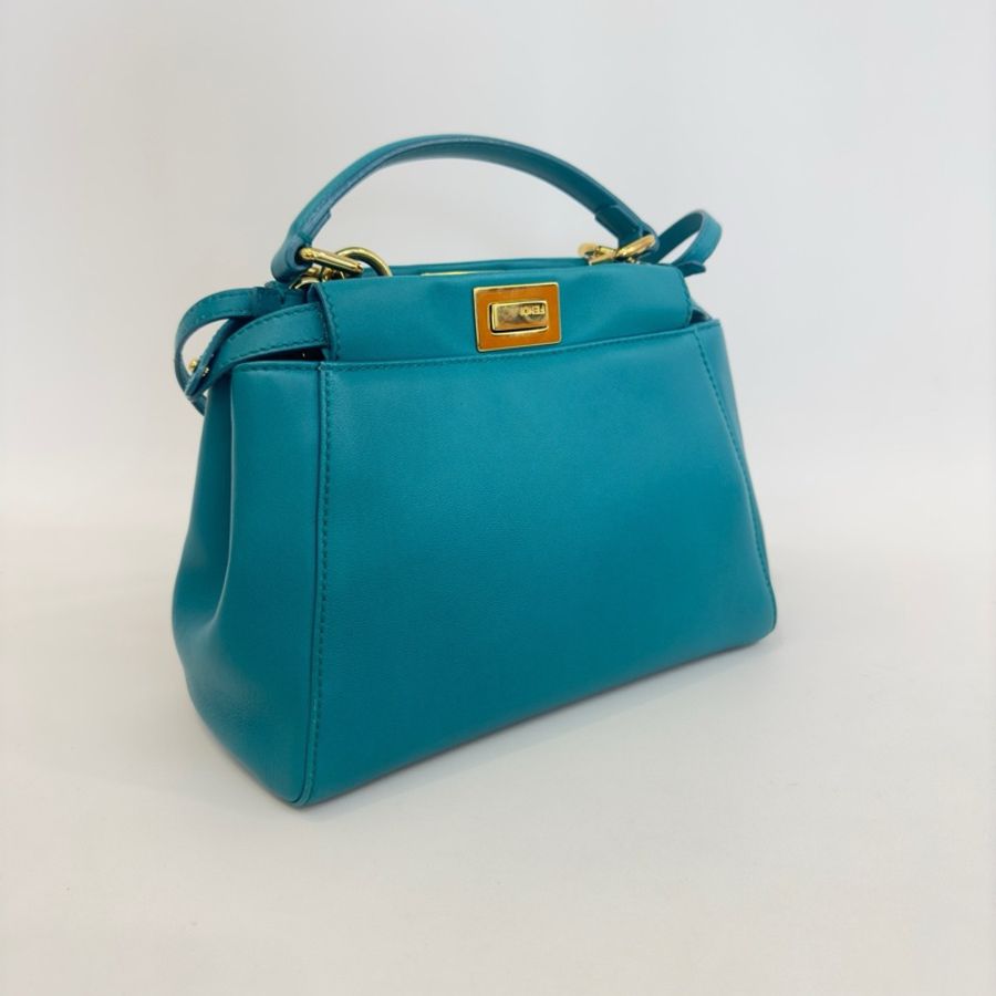 98新❤️Fendi/芬迪湖藍色尼龍小號Peekaboo子母托特單肩斜挎包-2