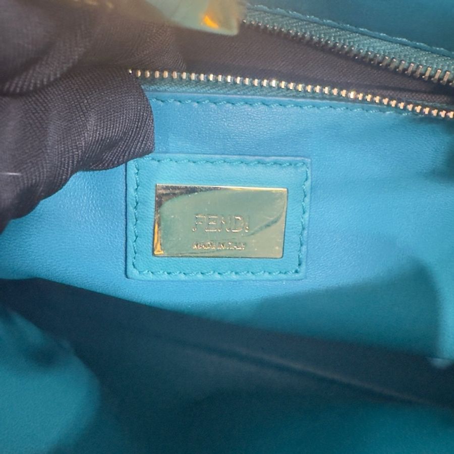 98新❤️Fendi/芬迪湖藍色尼龍小號Peekaboo子母托特單肩斜挎包-7
