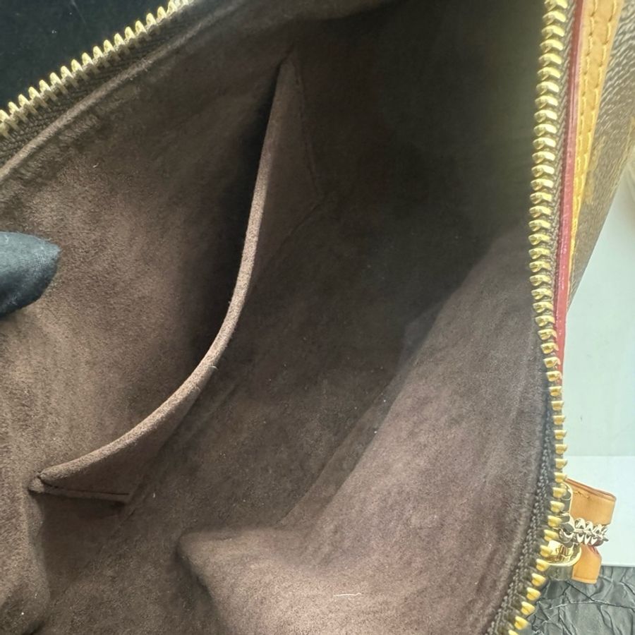 路易威登/Louis Vuitton LOOPING 手袋 月亮包手提包單肩包斜挎包 棕色老花塗層帆布 金扣 純芯片-7