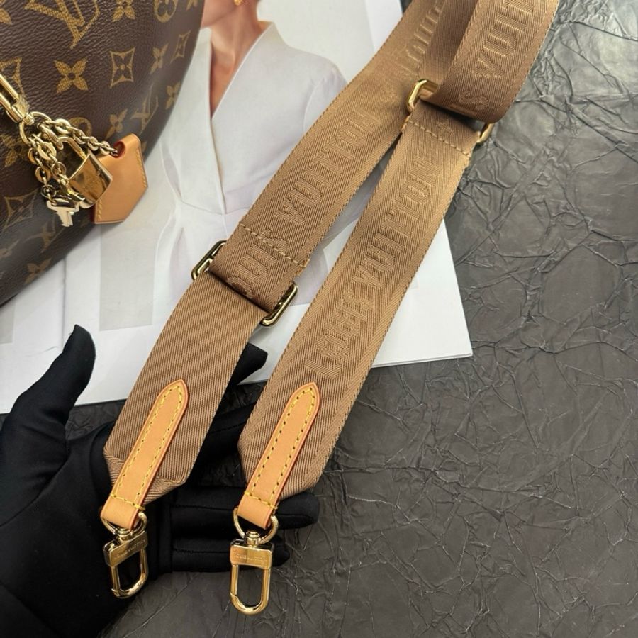 路易威登/Louis Vuitton LOOPING 手袋 月亮包手提包單肩包斜挎包 棕色老花塗層帆布 金扣 純芯片-8