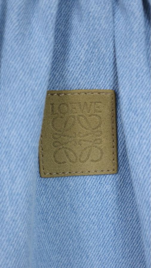 Loewe浅蓝色阔腿丹宁牛仔裤-10