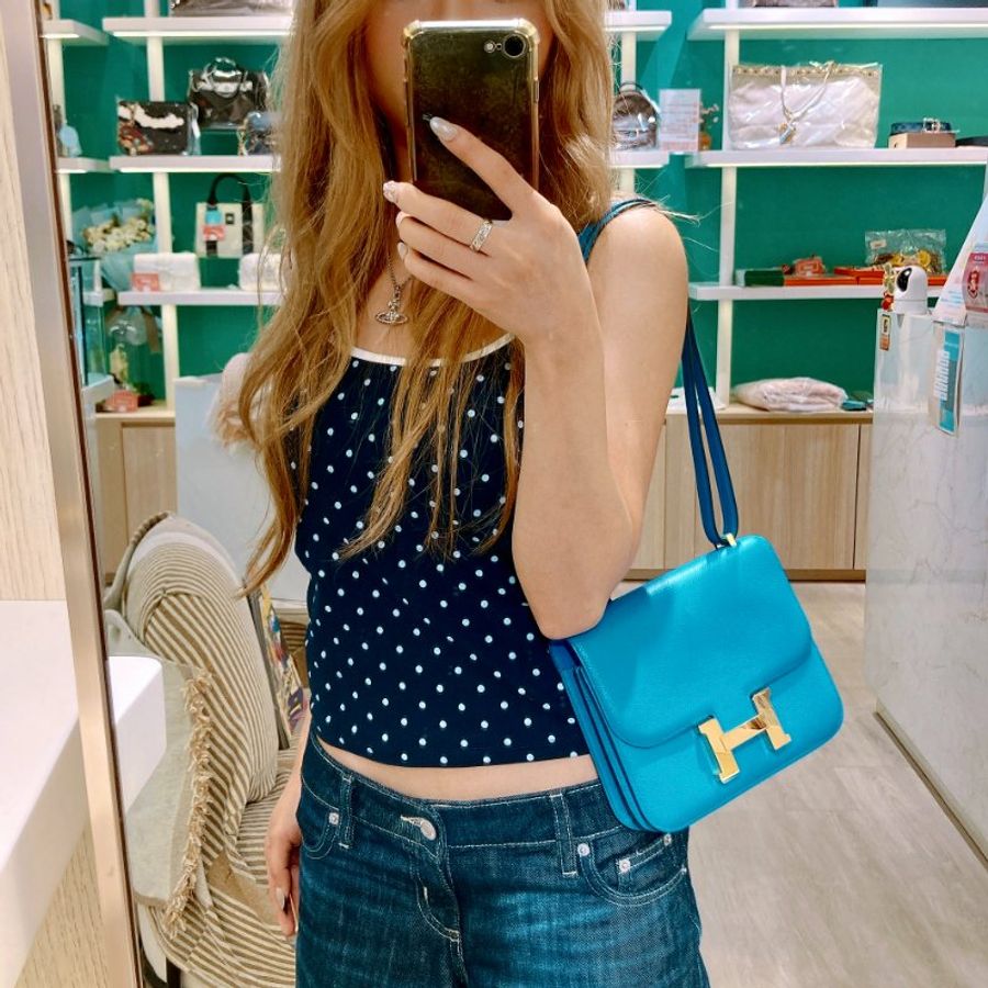 TW4927 Hermes 愛馬仕 迷你康康 坦桑尼亞藍 金扣Mini Constance B3 Bleu Zanzibar x GHW-18