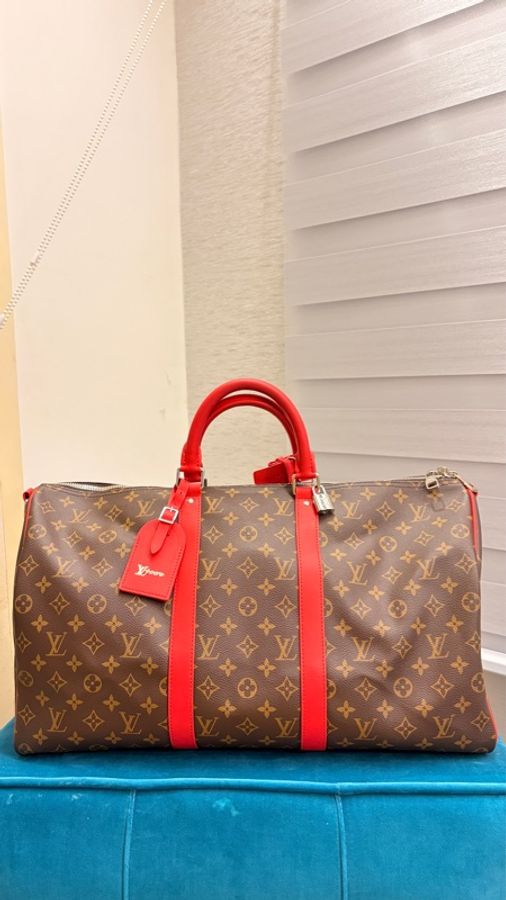 LV Keepall 50 紅色 稀有款-0