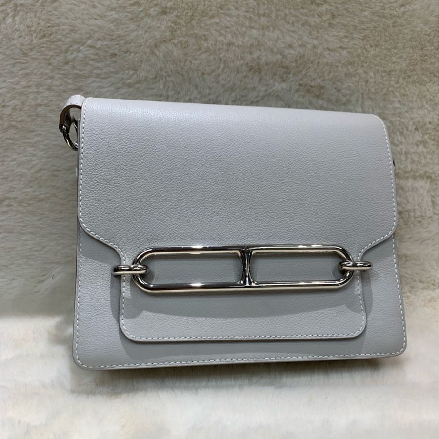 Hermes Roulis 23奶灰色銀扣豬鼻袋 C stamp-0