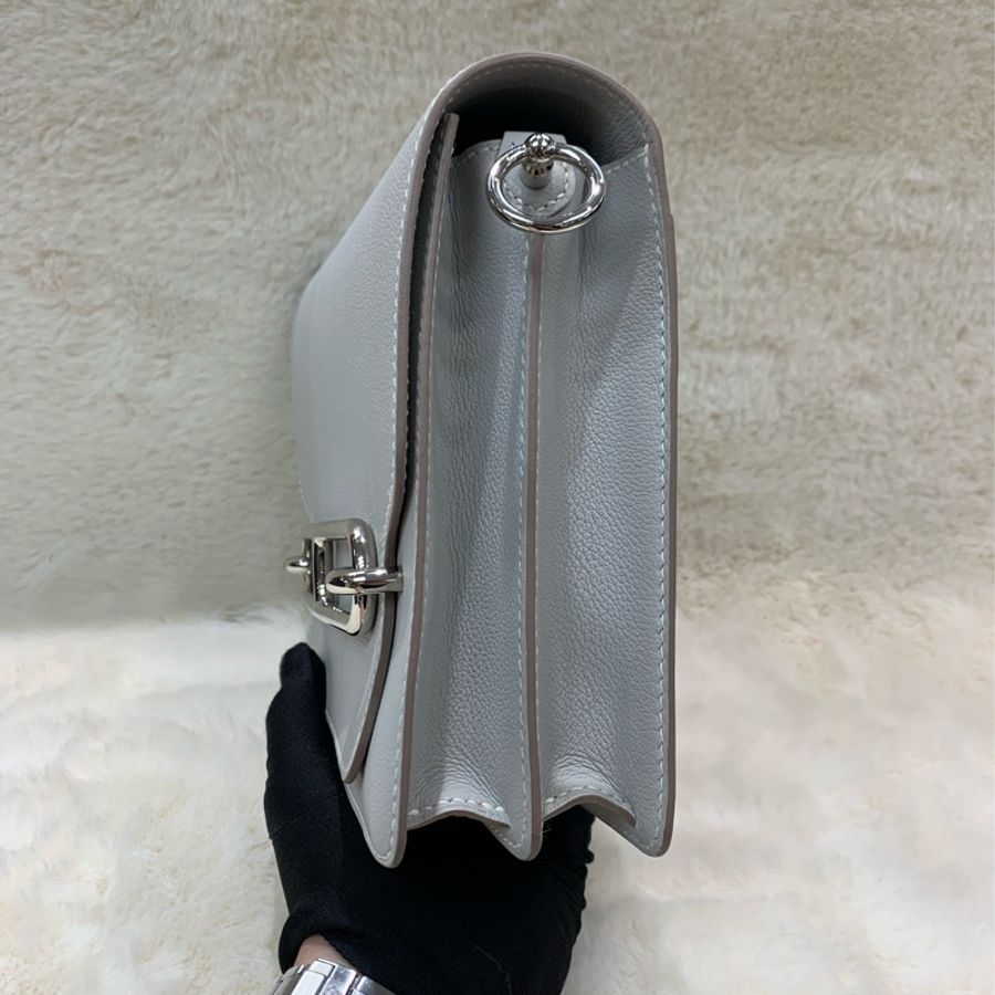 Hermes Roulis 23奶灰色銀扣豬鼻袋 C stamp-1