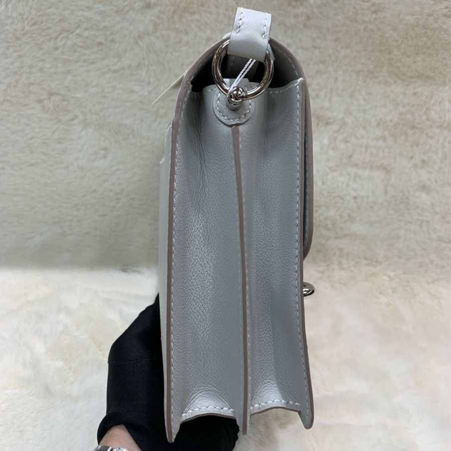 Hermes Roulis 23奶灰色銀扣豬鼻袋 C stamp-3