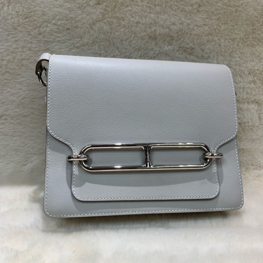 Hermes Roulis 23奶灰色銀扣豬鼻袋 C stamp-9