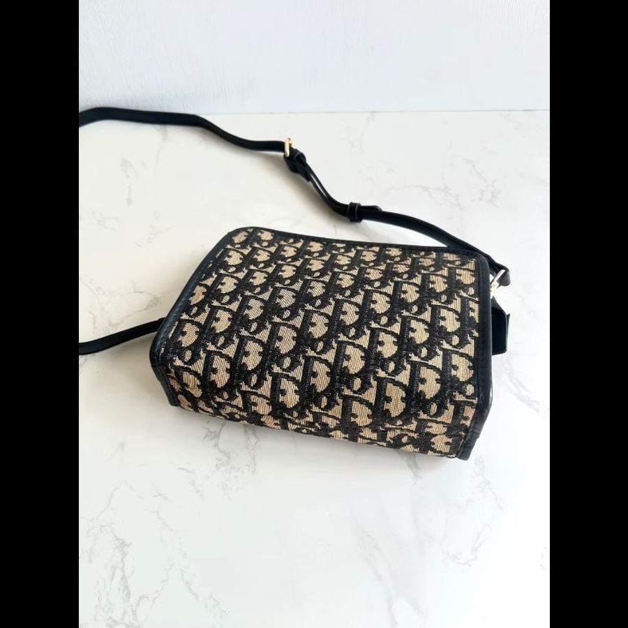 【LA LUNE】Dior 藍黑色老花兩用中古包 單肩包 側背包 斜背包 古董包 二手包-3