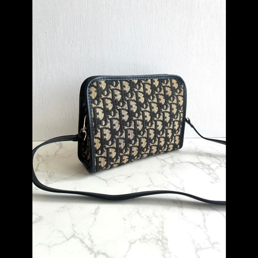 【LA LUNE】Dior 藍黑色老花兩用中古包 單肩包 側背包 斜背包 古董包 二手包-4