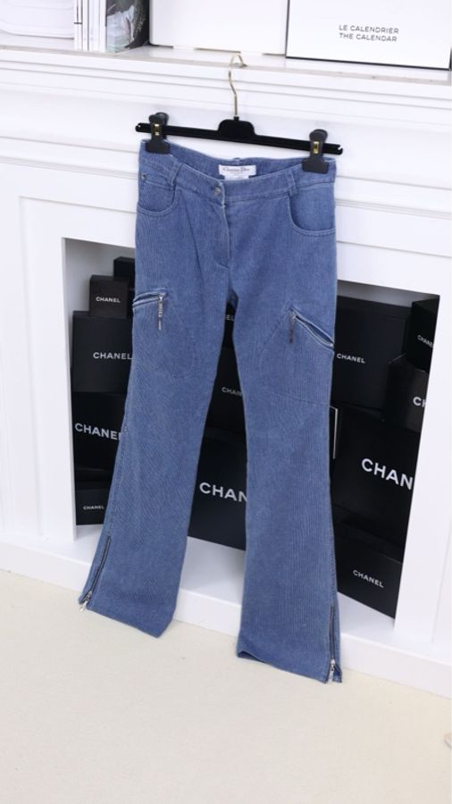 Dior 04年春夏蓝色丹宁牛仔四口袋马甲长裤套装-14